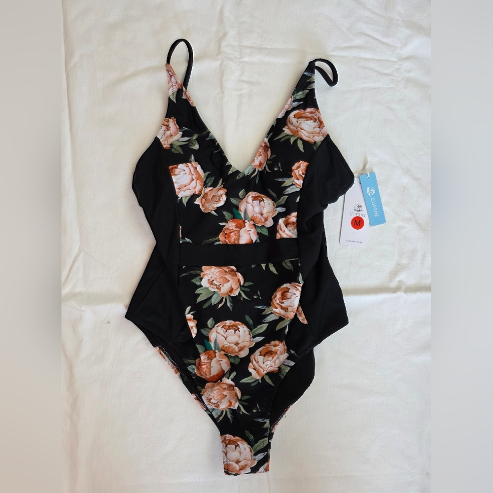 CUPSHE FLORAL ONE PIECE SWIMSUIT, SIZE M, NEW